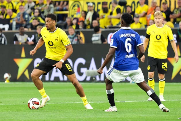29.08.2026, xgrfx, Fussball 1.Bundesliga, Borussia Dortmund - Hamburger SV v.l. Felix Nmecha (Borussia Dortmund), Albert Sambi Lokonga (Hamburger SV) (DFL DFB REGULATIONS PROHIBIT ANY USE OF PHOTOGRAPHS as IMAGE SEQUENCES and or QUASI-VIDEO) Dortmund *** August 29, 2026, xgrfx, Soccer 1st Bundesliga, Borussia Dortmund vs. Hamburger SV, Felix Nmecha (Borussia Dortmund), Albert Sambi Lokonga (Hamburger SV). DFL and DFB regulations prohibit any use of photographs as image sequences and or quasi-video. Dortmund