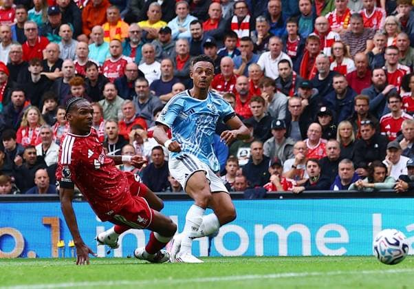 Dan Ndoye of Nottingham Forest scores the opening goal Liverpool v Nottingham Forest, Premier League Football, Football, Anfield, Liverpool, UK - 29 Aug 2026Liverpool Anfield United Kingdom EDITORIAL USE ONLY No use with unauthorised audio, video, data, fixture lists, club league logos or live services. Online in-match use limited to 120 images, no video emulation. No use in betting, games or single club league player publications.  Copyright: xMattxWest Shutterstockx 17118964bb