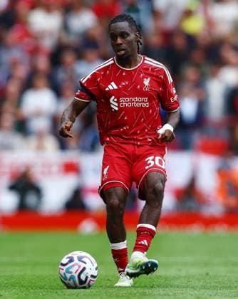 Jeremie Frimpong of Liverpool Liverpool v Nottingham Forest, Premier League Football, Football, Anfield, Liverpool, UK - 29 Aug 2026Liverpool Anfield United Kingdom EDITORIAL USE ONLY No use with unauthorised audio, video, data, fixture lists, club league logos or live services. Online in-match use limited to 120 images, no video emulation. No use in betting, games or single club league player publications.  Copyright: xMattxWest Shutterstockx 17118964ch