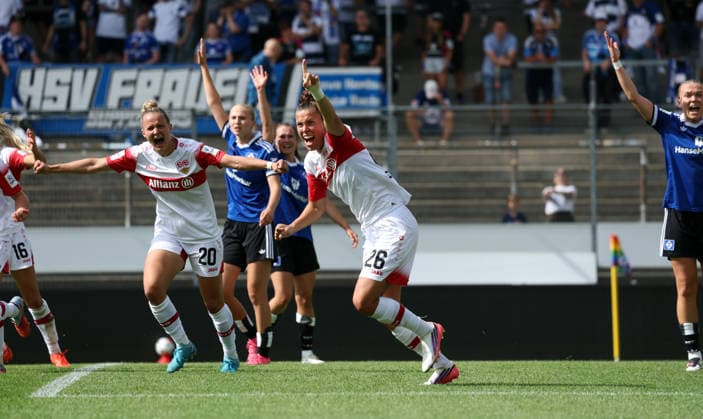 29.08.26 Frauen VfB Stuttgart - Hamburger SV Deutschland, Stuttgart, 29.08.2026, Fussball, Frauen, Bundesliga, Saison 2026 2027, VfB Stuttgart - Hamburger SV (2:1): Nicole Billa (VfB Stuttgart); Jubel Tor 2:1 Billa. *** August 29, 2026 Women s VfB Stuttgart vs. Hamburger SV Germany, Stuttgart, August 29, 2026, Soccer, Women s, Bundesliga, 2026–2027 Season, VfB Stuttgart vs. Hamburger SV 2–1 Nicole Billa (VfB Stuttgart) celebrates the 2–1 goal scored by Billa
