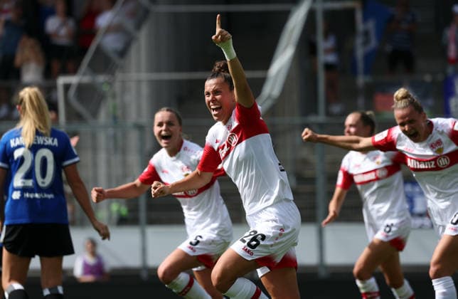 29.08.26 Frauen VfB Stuttgart - Hamburger SV Deutschland, Stuttgart, 29.08.2026, Fussball, Frauen, Bundesliga, Saison 2026 2027, VfB Stuttgart - Hamburger SV (2:1): Nicole Billa (VfB Stuttgart); Jubel Tor 2:1 Billa. *** August 29, 2026 Women s VfB Stuttgart vs. Hamburger SV Germany, Stuttgart, August 29, 2026, Soccer, Women s, Bundesliga, 2026–2027 Season, VfB Stuttgart vs. Hamburger SV 2–1 Nicole Billa (VfB Stuttgart) celebrates the goal: 2–1 Billa