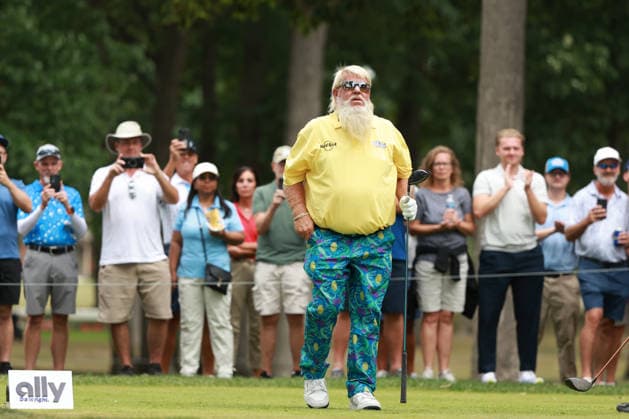 The Ally Challenge GRAND BLANC,MICHIGAN-AUGUST 29: John Daly of the United States plays his tee shot on the 9th hole during the second round of The Ally Challenge presented by McLaren at Warwick Hills Golf & Country Club, Grand Blanc, MI, USA Saturday, August 29, 2026. Grand Blanc Michigan United States  Copyright: xJorgexLemusx originalFilename:lemus-theallyc260829_np4s4.jpg
