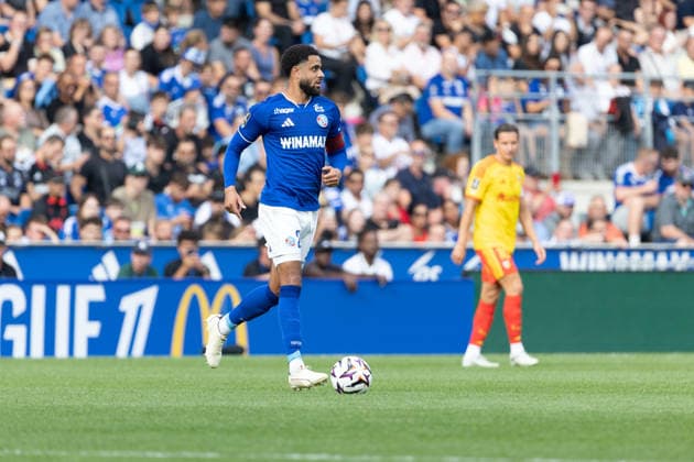 Andrew Omobamidele seen during Ligue 1 26 27 game between teams of RSC Strasbourg and RC Lens at Stade de la Meinau (Benjamin Faes Ball Raw Images) Strasbourg Stade de la Meinau France Copyright: xBenjaminxFaesx 0W4A9772