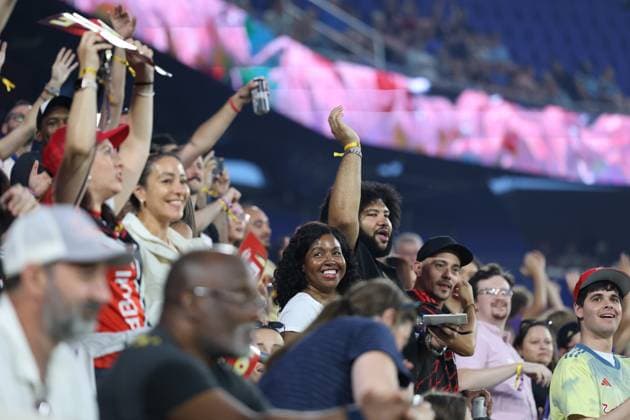 August 29, 2026, Harrison, New Jersey, USA: Red Bull New York supporters celebrate during the first half of the match against Philadelphia Union at Sports Illustrated Stadium in Harrison, New Jersey, USA. Harrison USA - ZUMAc295 20260829_zsp_c295_006 Copyright: xJosexContrerasx