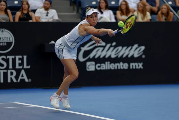 August 29, 2026, Monterrey, Nuevo Leon, Mexico: Elise Mertens (BEL) in action against Diane Parry (FRA) during the Monterrey Open WTA, Tennis Damen 500 final at the GNP Stadium in Monterrey, Nuevo Leon. Monterrey Mexico - ZUMAo125 20260829_zip_o125_011 Copyright: xAntonioxOjedax