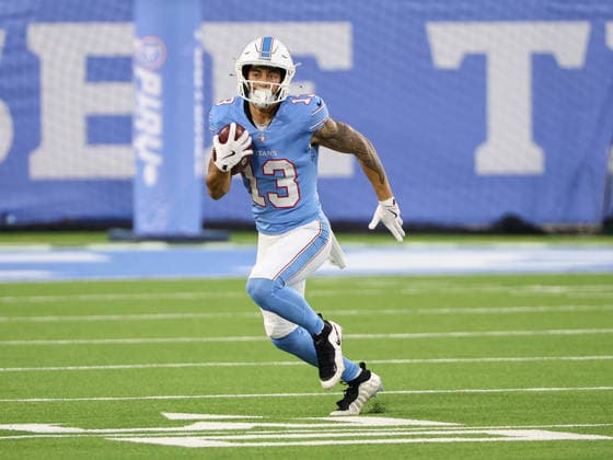 Aug 29, 2026; Nashville, Tennessee, USA; Tennessee Titans wide receiver Hank Beatty (13) gets some open field to run during the NFL, American Football Herren, USA preseason game between the Chicago Bears and the Tennessee Titans at Nissan Stadium (Nashville). Mandatory Credit: -Cal Media NFL 2026: Bears Vs Titans AUG 29  - ZUMAc04_ 20260829_zma_c04_210 Copyright: xStephenxFurstx