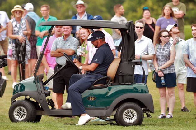 The Ally Challenge GRAND BLANC,MICHIGAN-AUGUST 29: Michael Block of California sits in his golf cart as he reviews his scoredard after completing the 18th hole during the second round of The Ally Challenge presented by McLaren at Warwick Hills Golf & Country Club, Grand Blanc, MI, USA Saturday, August 29, 2026. Grand Blanc Michigan United States  Copyright: xAmyxLemusx originalFilename:lemus-theallyc260829_npGbg.jpg