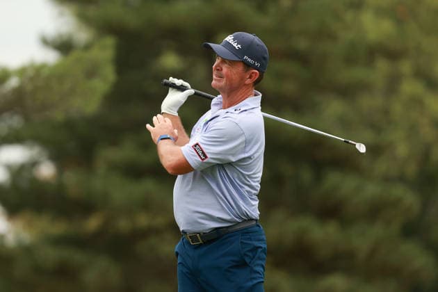 The Ally Challenge GRAND BLANC,MICHIGAN-AUGUST 29: Greg Chalmers of Australia hits from the 18th fairway during the second round of The Ally Challenge presented by McLaren at Warwick Hills Golf & Country Club, Grand Blanc, MI, USA Saturday, August 29, 2026. Grand Blanc Michigan United States  Copyright: xAmyxLemusx originalFilename:lemus-theallyc260829_npO4t.jpg