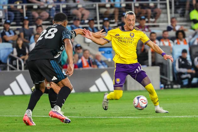August 29, 2026, St. Paul, Minnesota, United States: Orlando City defense GRIFFIN DORSEY (24) looks to pass. Minnesota United hosted Orlando City on August 29th. The teams faced off at Allianz Field in St. Paul, Minnesota. The game ended in a draw 3-3. St. Paul United States - ZUMAt166 20260829_zsp_t166_008 Copyright: xMichaelxTurnerx