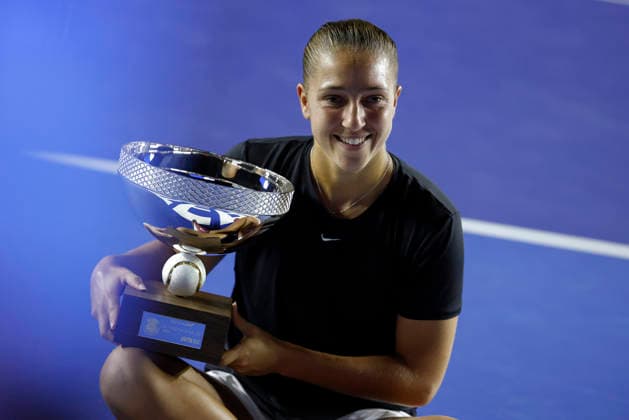 August 29, 2026, Monterrey, Nuevo Leon, Mexico: Diane Parry (FRA) celebrates the championship during the Monterrey Open WTA, Tennis Damen 500 final upon defeating Elise Mertens (BEL) at the GNP Stadium in Monterrey, Nuevo Leon. Parry won 6:4, 0:6, 6:3. Tenis 2026: Final WTA 500 Monterrey Parry Vs Mertens  - ZUMAo125 20260829_zip_o125_024 Copyright: xAntonioxOjedax