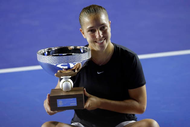 August 29, 2026, Monterrey, Nuevo Leon, Mexico: Diane Parry (FRA) celebrates the championship during the Monterrey Open WTA, Tennis Damen 500 final upon defeating Elise Mertens (BEL) at the GNP Stadium in Monterrey, Nuevo Leon. Parry won 6:4, 0:6, 6:3. Tenis 2026: Final WTA 500 Monterrey Parry Vs Mertens  - ZUMAo125 20260829_zip_o125_025 Copyright: xAntonioxOjedax