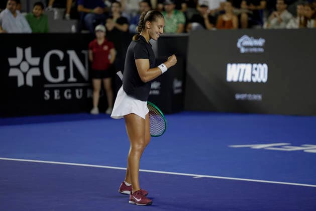 August 29, 2026, Monterrey, Nuevo Leon, Mexico: Diane Parry (FRA) celebrates against Elise Mertens (BEL) during the Monterrey Open WTA, Tennis Damen 500 final at the GNP Stadium in Monterrey, Nuevo Leon. Parry won 6:4, 0:6, 6:3. Monterrey Mexico - ZUMAo125 20260829_zip_o125_016 Copyright: xAntonioxOjedax
