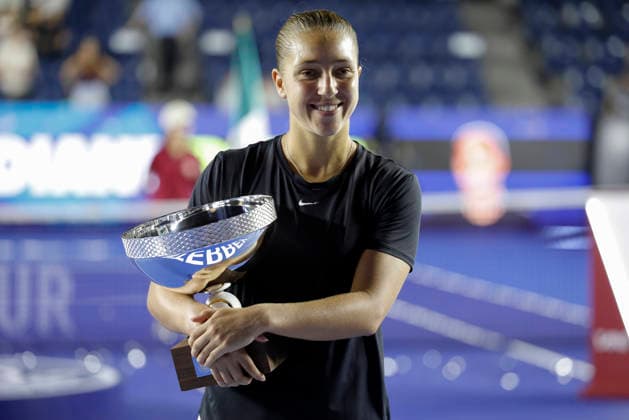 August 29, 2026, Monterrey, Nuevo Leon, Mexico: Diane Parry (FRA) celebrates the championship during the Monterrey Open WTA, Tennis Damen 500 final upon defeating Elise Mertens (BEL) at the GNP Stadium in Monterrey, Nuevo Leon. Parry won 6:4, 0:6, 6:3. Monterrey Mexico - ZUMAo125 20260829_zip_o125_022 Copyright: xAntonioxOjedax