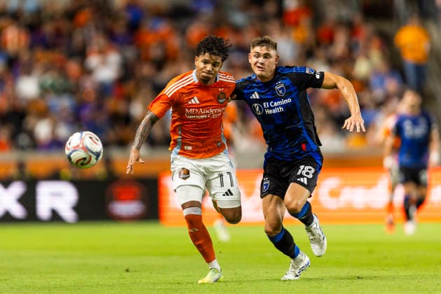 August 29, 2026, Houston, Texas, USA: REID ROBERTS (18) of the San Jose Earthquakes chases after the ball during the MLS, Fussball Herren, USA match between the San Jose Earthquakes and the Houston Dynamo at Shell Energy Stadium. Houston USA - ZUMAn340 20260829_zsp_n340_013 Copyright: xJoexNogalskix