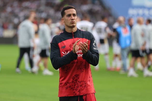 29.08.2026, Fussball, Herren, 1. Bundesliga, Saison 2026 2027, SV 07 Elversberg - Bayer 04 Leverkusen, Lucas Vazquez (Bayer 04 Leverkusen) enttäuscht Elversberg Ursapharm-Arena an der Kaiserlinde Saarland Deutschland (DEU) *** August 29, 2026, Soccer, Men s, Bundesliga 1, 2026–2027 Season, SV 07 Elversberg vs. Bayer 04 Leverkusen, Lucas Vázquez of Bayer 04 Leverkusen disappoints Elversberg at Ursapharm Arena an der Kaiserlinde, Saarland, Germany (DEU) Copyright: xSebastianxBachx
