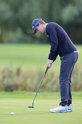 SUTTON COLDFIELD, ENGLAND - AUG 30: Daniel Hillier (NZL) putts on the eighth green during the delayed Round 3 at the 2026 Husqvarna British Masters at The Belfry, Sutton Coalfield on August 30, 2026 in Warwickshire, England The 2026 Husqvarna British Masters
