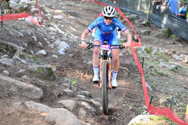 XCO Olympic Cross-Country - Women Under 23 (34) Eliska Hanakova of Czechia competes during UCI MTB World Championship, WM, Weltmeisterschaft - Val di Sole 2026 - XCO Olympic Cross-Country - Women Under 23 category race on August 30, 2026 Val di Sole, Trento Italy. Commezzadura Trentino Italy  Copyright: xRobertoxTommasinix originalFilename:tommasini-ucimtbwo260830_npvwd.jpg