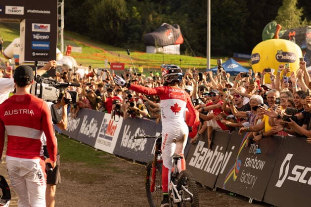 IPA87930363 - Goldstone Jackson (CAN) during the Men s Elite Downhill race at the Val di Sole UCI Mountain Bike World Championships—DHI race at Val di Sole Downhill—on August 29, 2026.  Copyright: xFabioxAverna IPAxSportx xx 87930363