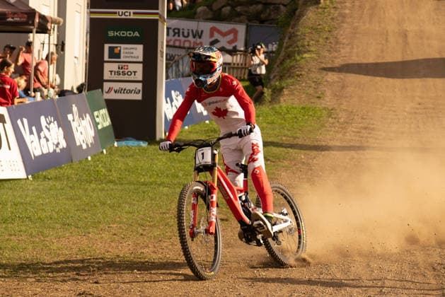 IPA87930371 - Goldstone Jackson (CAN) during the Men s Elite Downhill race at the Val di Sole UCI Mountain Bike World Championships—DHI race at Val di Sole Downhill—on August 29, 2026.  Copyright: xFabioxAverna IPAxSportx xx 87930371