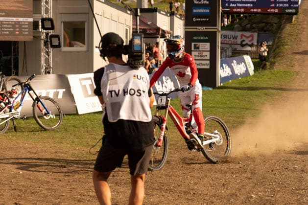 IPA87930380 - Goldstone Jackson (CAN) during the Men s Elite Downhill race at the Val di Sole UCI Mountain Bike World Championships—the DHI race at Val di Sole Downhill—on August 29, 2026.  Copyright: xFabioxAverna IPAxSportx xx 87930380