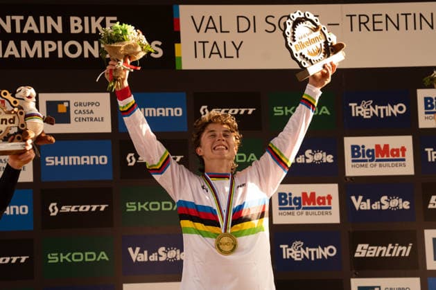 IPA87930555 - Goldstone Jackson (CAN) during the Men s Elite Downhill race at the Val di Sole UCI Mountain Bike World Championships—the DHI race at Val di Sole Downhill—on August 29, 2026.  Copyright: xFabioxAverna IPAxSportx xx 87930555