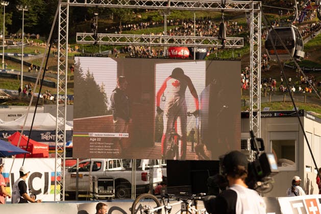 IPA87930384 - Goldstone Jackson (CAN) during the Men s Elite Downhill race at the Val di Sole UCI Mountain Bike World Championships—the DHI race at Val di Sole Downhill—on August 29, 2026.  Copyright: xFabioxAverna IPAxSportx xx 87930384