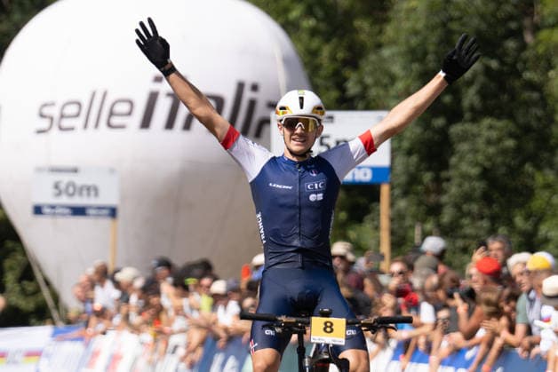 IPA87931693 - 08 Nael Rouffiac of France (FRA) in the Men s Under-23 category during the Men s Under-23 Cross-Country Olympic race at the Val di Sole UCI Mountain Bike World Championships—DHI race at Val di Sole Downhill, on August 30, 2026.  Copyright: xFabioxAverna IPAxSportx xx 87931693