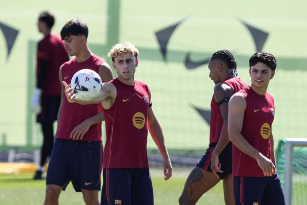 August 30, 2026, Sant Joan Despi, Barcelona, Spain: Fermin Lopez and Xavi Espart during the training day of FC Barcelona, Barca ahead the Spanish League, Laliga EA Sports, football match against Rayo Vallecano at Ciudad Esportiva Joan Gamper on August 30, 2026 in Sant Joan Despi, Barcelona, Spain. Sant Joan Despi Spain - ZUMAa181 20260830_zaa_a181_010 Copyright: xJavierxBorregox