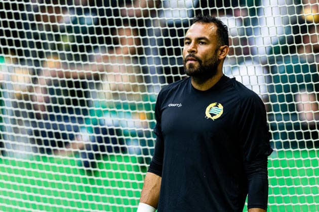 260830 Halmstads malvakt Warner Hahn inför fotbollsmatchen i Allsvenskan mellan AIK och Hammarby den 30 augusti 2026 i Stockholm. Copyright: CAISAxRASMUSSEN BB260830CR010