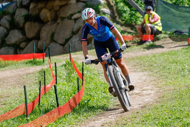 TRENTO, ITALY - AUGUST 30: Martina Berta from Italy in action during the Uci Mountainbike World Championship, WM, Weltmeisterschaft - Women Elite Cross-County World Championships at Val di Sole on August 30, 2026 in Trento, Italy. Trento Val di Sole Trento Italy Copyright: xJustPictures.ch FrancescoxMinghettix jp-en-EuSpIm-JP6_FRM_UCIWC_GRLXCO_30Aug_000220