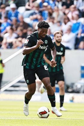 30.08.2026, xtvx, Fussball 2.Bundesliga, SV Darmstadt 98 - Hannover 96 v.l. Ime Okon (Hannover 96) Freisteller, runs with the ball (DFL DFB REGULATIONS PROHIBIT ANY USE OF PHOTOGRAPHS as IMAGE SEQUENCES and or QUASI-VIDEO) Darmstadt *** August 30, 2026, xtvx, Soccer 2. Bundesliga, SV Darmstadt 98 vs. Hannover 96, Ime Okon (Hannover 96) cutout, runs with the ball. DFL and DFB regulations prohibit any use of photographs as image sequences and or quasi-video. Darmstadt