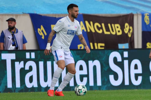30.08.2026, Fussball, Herren, 3. Liga, Saison 2026 2027, 1. FC Saarbrücken - FC Hansa Rostock, Leon Dajaku (Hansa Rostock) Saarbrücken Ludwigsparkstadion Saarland Deutschland (DEU) Copyright: xSebastianxBachx