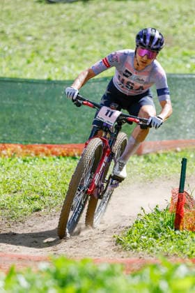 TRENTO, ITALY - AUGUST 30: Gwendalyn Gibson from the United States in action during the Uci Mountainbike World Championship, WM, Weltmeisterschaft - Women Elite Cross-County World Championships at Val di Sole on August 30, 2026 in Trento, Italy. Trento Val di Sole Trento Italy Copyright: xJustPictures.ch FrancescoxMinghettix jp-en-EuSpIm-JP6_FRM_UCIWC_GRLXCO_30Aug_000238