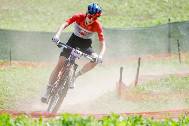 TRENTO, ITALY - AUGUST 30: Isabella Holmgren from Canada in action during the Uci Mountainbike World Championship, WM, Weltmeisterschaft - Women Elite Cross-County World Championships at Val di Sole on August 30, 2026 in Trento, Italy. Trento Val di Sole Trento Italy Copyright: xJustPictures.ch FrancescoxMinghettix jp-en-EuSpIm-JP6_FRM_UCIWC_GRLXCO_30Aug_000240
