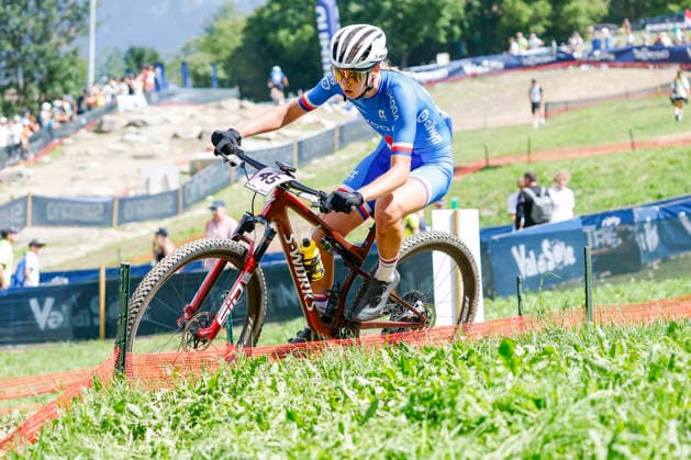 TRENTO, ITALY - AUGUST 30: Adela Holubova from Czechia in action during the Uci Mountainbike World Championship, WM, Weltmeisterschaft - Women Elite Cross-County World Championships at Val di Sole on August 30, 2026 in Trento, Italy. Trento Val di Sole Trento Italy Copyright: xJustPictures.ch FrancescoxMinghettix jp-en-EuSpIm-JP6_FRM_UCIWC_GRLXCO_30Aug_000241