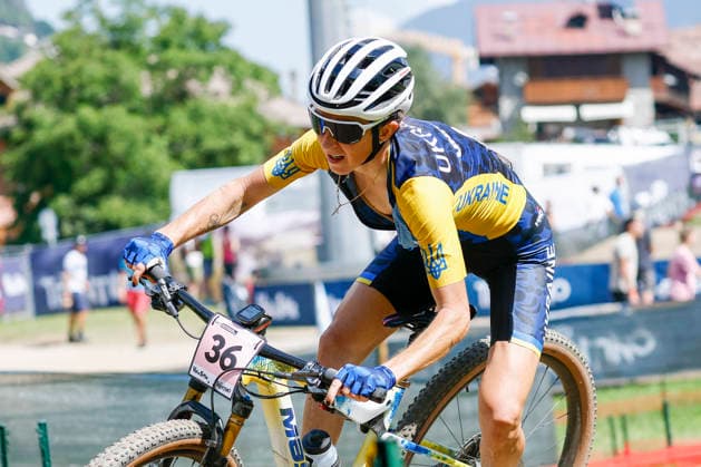 TRENTO, ITALY - AUGUST 30: Yana Belomoina from Ukraine in action during the Uci Mountainbike World Championship, WM, Weltmeisterschaft - Women Elite Cross-County World Championships at Val di Sole on August 30, 2026 in Trento, Italy. Trento Val di Sole Trento Italy Copyright: xJustPictures.ch FrancescoxMinghettix jp-en-EuSpIm-JP6_FRM_UCIWC_GRLXCO_30Aug_000242