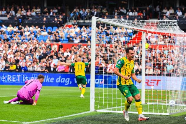 ROTTERDAM , 30-08-2026. Stadion de Kuip , season 2026 2027 , Dutch Eredivisie Football , match between Feyenoord and ADO Den Haag , picture shows, nighel Thomas scores 0-1 Feyenoord - ADO  x206244132x Copyright: