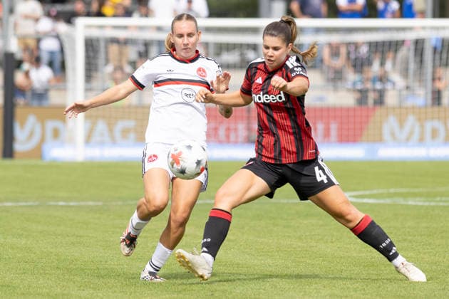 GPFBL: Eintracht Frankfurt - 1. FC Nürnberg, 30.08.2026 Emoke Papai (1. FC Nürnberg 15) und Noemi Ivelj (Eintracht Frankfurt 4) im kampf u mden Ball, Eintracht Frankfurt - 1. FC Nürnberg, Frankfurt, Stadion am Brentanobad, 30.8.2026 *** GPFBL Eintracht Frankfurt vs. 1. FC Nürnberg, August 30, 2026: Emoke Papai (1. FC Nürnberg, No. 15) and Noemi Ivelj (Eintracht Frankfurt, No. 4) battle for the ball, Eintracht Frankfurt vs. 1. FC Nürnberg, Frankfurt, Stadion am Brentanobad, August 30, 2026 Copyright: xBEAUTIFULxSPORTS Gawlikx