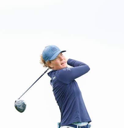 RECORD DATE NOT STATED 30th August 2026; The K Club, Straffan, County Kildare, Ireland: KPMG Womens Irish Open Golf, Final Round; Sarah Schober of Norway chats tees off on the 1st hole PeterxFitzpatrick