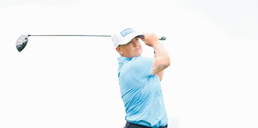 RECORD DATE NOT STATED 30th August 2026; The K Club, Straffan, County Kildare, Ireland: KPMG Womens Irish Open Golf, Final Round; Chole Williams of Wales tees off on the 1st hole PeterxFitzpatrick