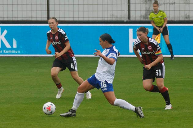 30.08.2026, Hänsch-Arena, Meppen, GER, 2. Bundesliga, Frauen: SV Meppen vs Eintracht Frankfurt II, Rahel Lang (SV Meppen 16) DFL REGULATIONS PROHIBIT ANY USE OF PHOTOGRAPHS AS IMAGE SEQUENCES AND OR QUASI-VIDEO. Meppen Niedersachsen Hänsch-Arena
