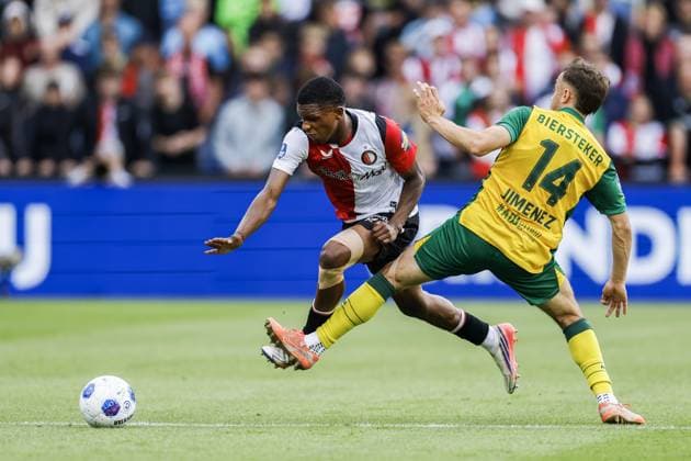 ROTTERDAM - Givairo Read of Feyenoord, Mylian Jimenez of ADO Den Haag (lr) during the Dutch Eredivisie match between Feyenoord Rotterdam and ADO Den Haag at De Kuip stadium on 30 August 2026 in Rotterdam, the Netherlands. MAURICE VAN STEEN ANP Eredivisie 2026 27 xVIxANPxSportx xxANPxIVx 566593847 originalFilename: 566593847.jpg