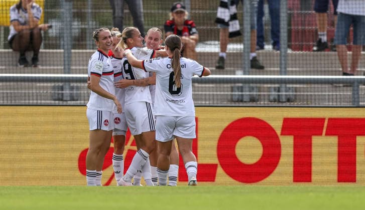 GER, Frankfurt, Eintracht Frankfurt vs 1. FC Nürnberg, Google Pixel Frauen Bundesliga, Fussball, DFB, Spielzeit 2026 2027, Stadion am Brentanobad, 2. Spieltag im Bild: Louna Lapassouse (FC Nürnberg Frauen 99), Tor, Jubel und Freude, Emotionen DFB DFL REGULATIONS PROHIBIT ANY USE OF PHOTOGRAPHS AS IMAGE SEQUENCES AND OR QUASI-VIDEO, 30.08.2026 *** GER, Frankfurt, Eintracht Frankfurt vs. 1. FC Nürnberg, Google Pixel Women’s Bundesliga, Soccer, DFB, 2026–2027 Season, Stadion am Brentanobad, Matchday 2 in Pictures: Louna Lapassouse, 1. FC Nürnberg Women ’99, Goal, Celebration and Joy, Emotions. DFB and DFL regulations prohibit any use of photographs as image sequences and or quasi-video. August 30, 2026 Copyright: HMBxMedia HendrikxHamelau