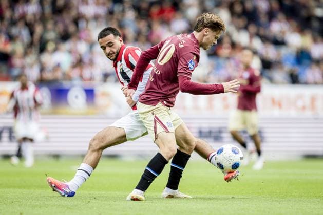 TILBURG - (lr) Eser Gürbüz of Willem II and Ringo Meerveld of SC Heerenveen during the Dutch Eredivisie match between Willem II and SC Heerenveen at the Koning Willem II Stadion on 30 August 2026 in Tilburg, the Netherlands. MORITZ MUELLER ANP 2026 27 Eredivisie xVIxANPxSportx xxANPxIVx 566593998 originalFilename: 566593998.jpg
