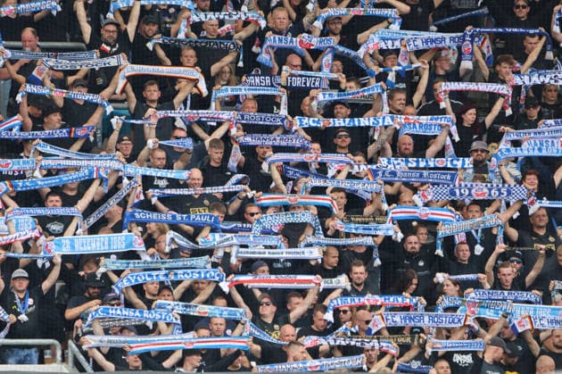 30.08.2026, Fussball, Herren, 3. Liga, Saison 2026 2027, 1. FC Saarbrücken - FC Hansa Rostock, Die Fans (FC Hansa Rostock) Saarbrücken Ludwigsparkstadion Saarland Deutschland (DEU) Copyright: xSebastianxBachx