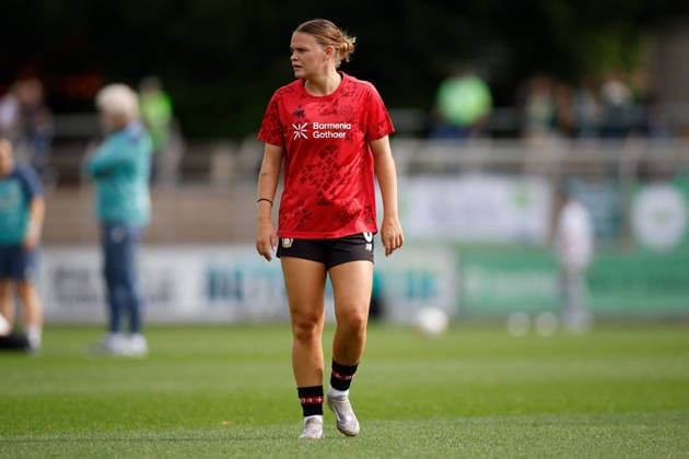 Fußball I Frauen I Bundesliga I Saison 2026-2027 I 2. Spieltag I Bayer 04 Leverkusen - VfL Wolfsburg I 30.08.2026 Justine Brandau (8, Bayer 04 Leverkusen) Freisteller, Nahaufnahme, Porträt, Portrait, Einzelfoto, Einzelbild, Körper Leverkusen Ulrich-Haberland-Stadion Niedersachsen Deutschland *** Soccer I Women s I Bundesliga I 2026–2027 Season I Matchday 2 I Bayer 04 Leverkusen vs. VfL Wolfsburg I August 30, 2026 Justine Brandau 8, Bayer 04 Leverkusen, cutout, close-up, portrait, single photo, single image, body, Leverkusen, Ulrich Haberland Stadium, Lower Saxony, Germany Copyright: xLobeca CedricxSiefkerx