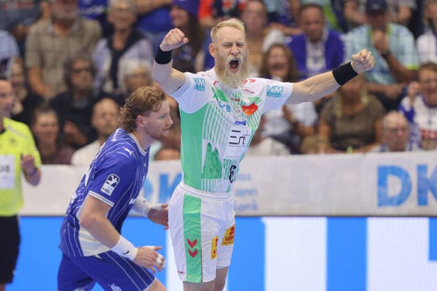 30.08.2026, xtgx, Handball Opel HBL, VfL Gummersbach - SC Magdeburg emspor, v.l. Matthias Musche (Magdeburg, 6) Jubel, Torjubel, jubelt ueber das Tor, celebrate the goal, celebration Gummersbach