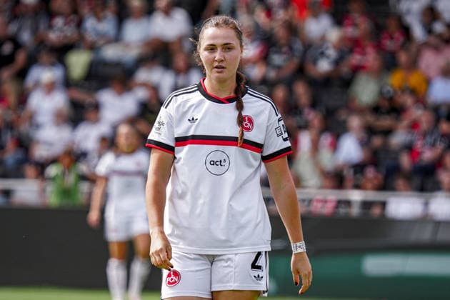 Deutschland: Fussball Saison 2026 2027 , Google Pixel Frauen-Bundesliga , 2. Spieltag , Eintracht Frankfurt Frauen vs. 1. FC Nürnberg Frauen - Stadion am Brentanobad (Frankfurt am Main) : Leia Varley (1. FC Nürnberg Frauen, 2) Mimik, Gesichtsausdruck, Emotion Frankfurt am Main Stadion am Brentanobad Deutschland Germany *** Germany Soccer Season 2026–2027, Google Pixel Women s Bundesliga, Matchday 2, Eintracht Frankfurt Women vs. 1. FC Nuremberg Women, Stadion am Brentanobad, Frankfurt am Main, Leia Varley, 1. FC Nuremberg Women, 2 facial expressions, emotion, Frankfurt am Main, Stadion am Brentanobad, Germany Copyright: xBennetxLongx