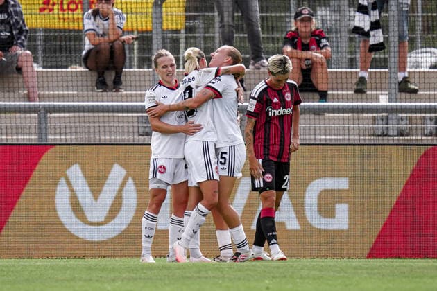 Deutschland: Fussball Saison 2026 2027 , Google Pixel Frauen-Bundesliga , 2. Spieltag , Eintracht Frankfurt Frauen vs. 1. FC Nürnberg Frauen - Stadion am Brentanobad (Frankfurt am Main) : Mannschaft jubelt zum 0:1, Tor, Torjubel, Jubel, Freude, Emotionen Frankfurt am Main Stadion am Brentanobad Deutschland Germany *** Germany Soccer Season 2026–2027, Google Pixel Women s Bundesliga, Matchday 2, Eintracht Frankfurt Women vs. 1. FC Nürnberg Women, Stadion am Brentanobad, Frankfurt am Main, Team celebrates the 0–1 goal, goal, goal celebration, celebration, joy, emotions, Frankfurt am Main, Stadion am Brentanobad, Germany Copyright: xBennetxLongx