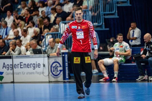 Opel Handball Bundesliga, VfL Gummersbach - SC Magdeburg, 30.08.2026 Dominik Kuzmanovic (SC Magdeburg 1), ; Opel Handball Bundesliga, VfL Gummersbach - SC Magdeburg, 30.08.2026 Copyright: xBEAUTIFULxSPORTS Erlhofx